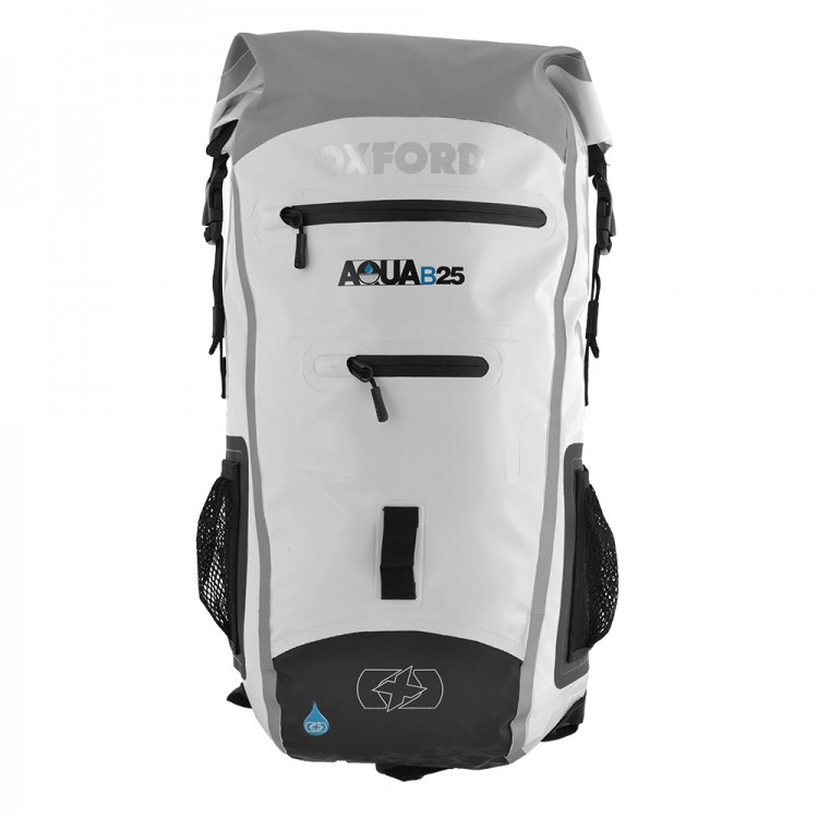 Oxford Aqua B 25 Backpack White Grey Ivors Motorcycles